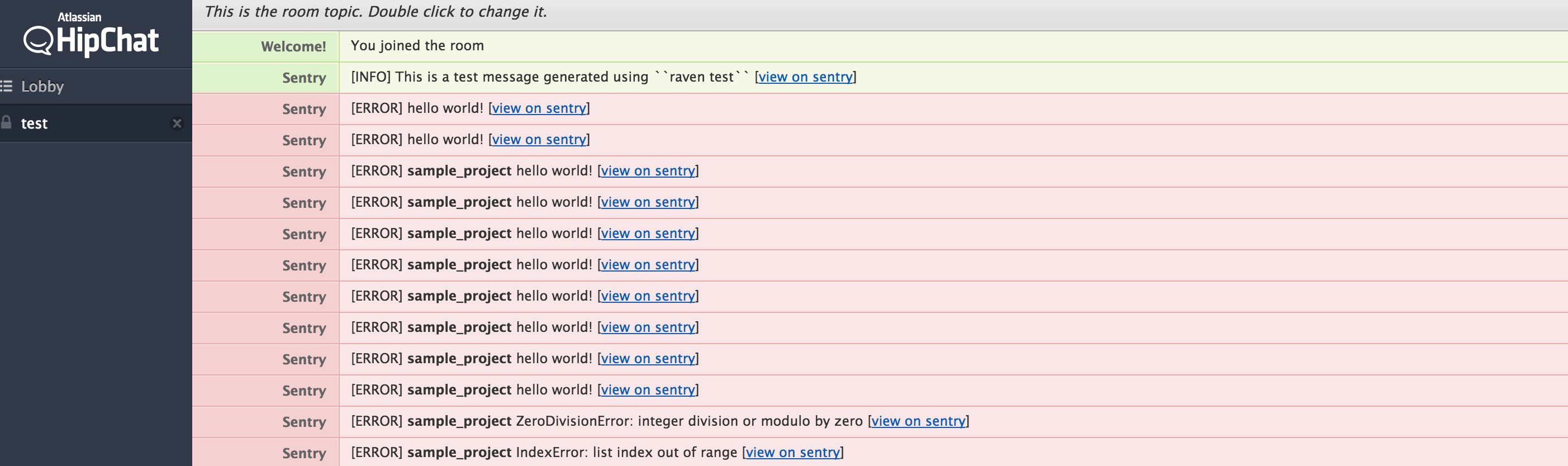 img of リアルタイムエラートラッカーSentryのイベントをHipChatに通知する